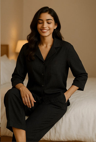 Solid Black Linen